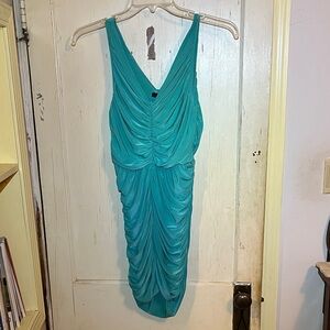 Soprano Teal Ruched Mini Dress